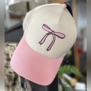 New Pink and Cream Trucker Cap with Bow